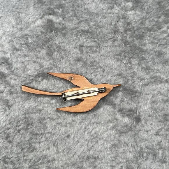 VTG MCM wooden bird pin 2.5 ins Swallow - Picture 4 of 5